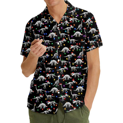 Fourth lifestyle view of the matching family christmas hawaiian shirt outdoors