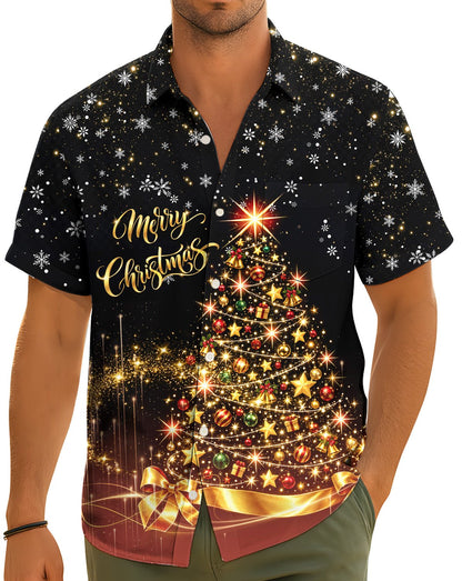 Lifestyle view of a person wearing the matching family hawaiian shirt