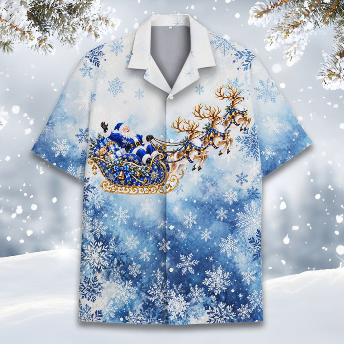 Alternative front view of the matching family hawaiian shirt
