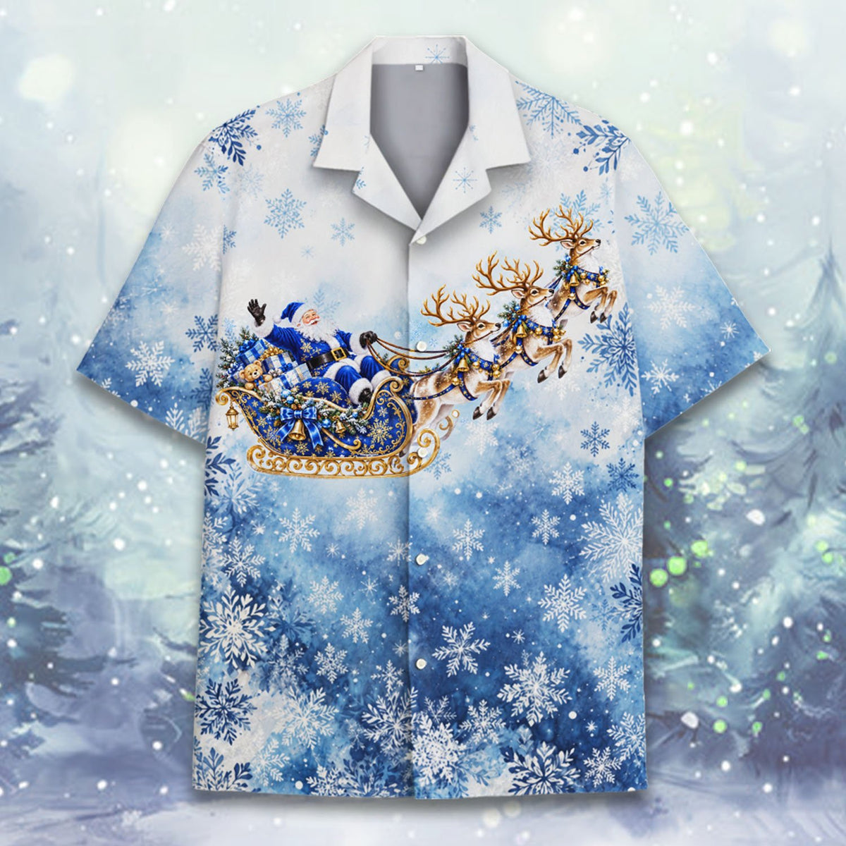 Close view of the snowflake and blue ombre pattern