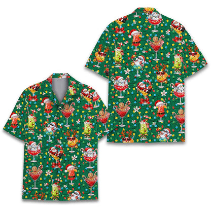 Another front view showing gingerbread men and snowmen on the hawaiian shirt