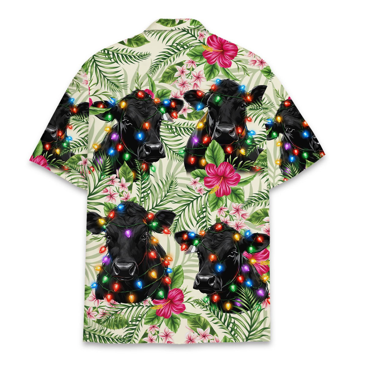 Back view of christmas cows hawaiian shirt