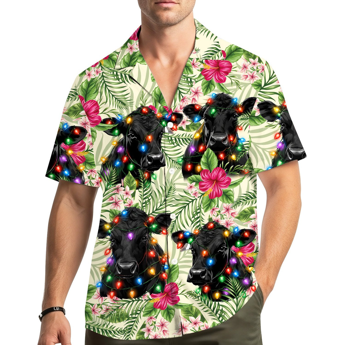 Lifestyle view of family matching hawaiian shirts
