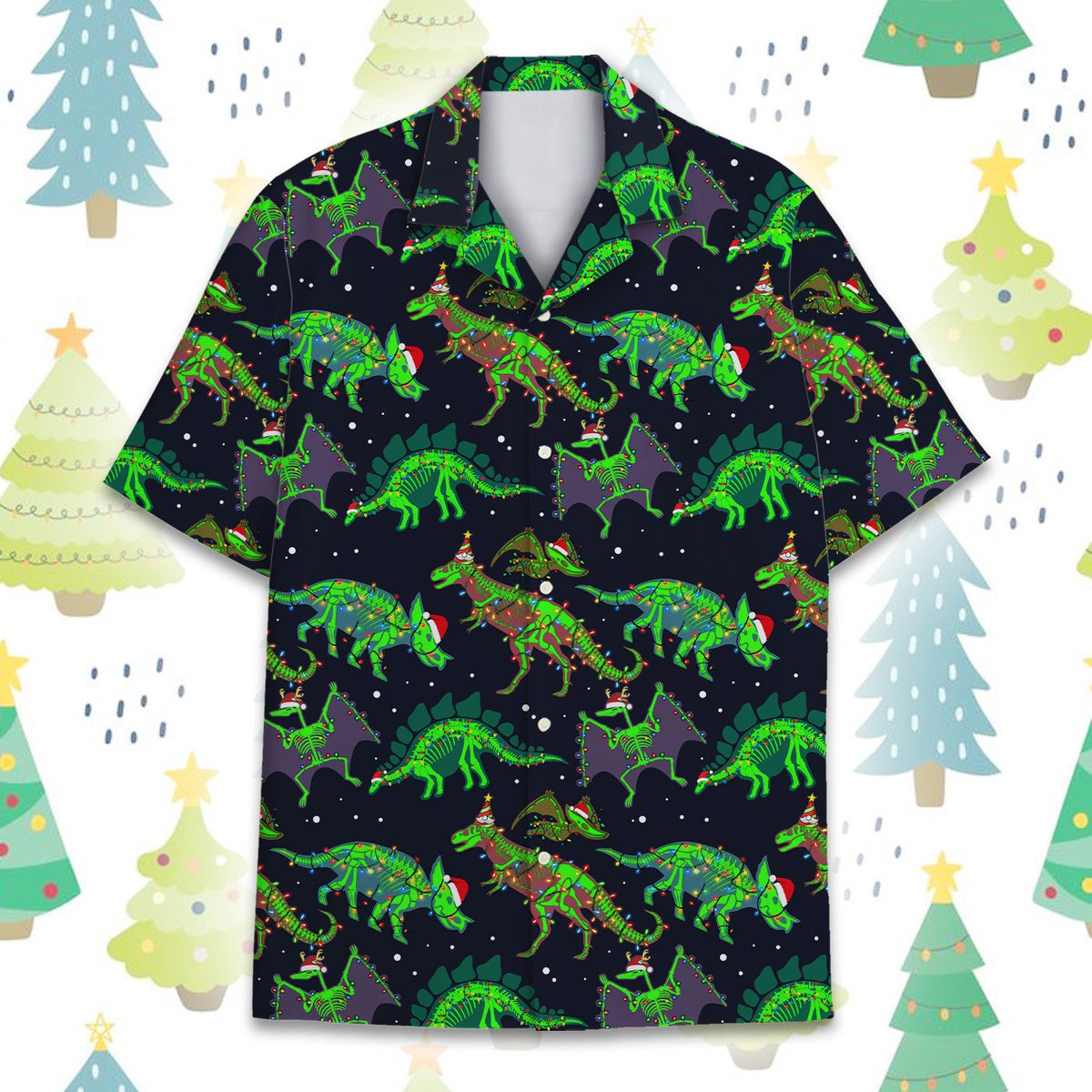 Detail front view of the matching family hawaiian shirt button placket