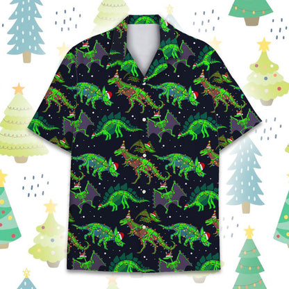 Detail front view of the matching family hawaiian shirt button placket