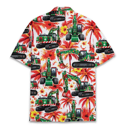 Second back view of the tropical holiday button-down shirt