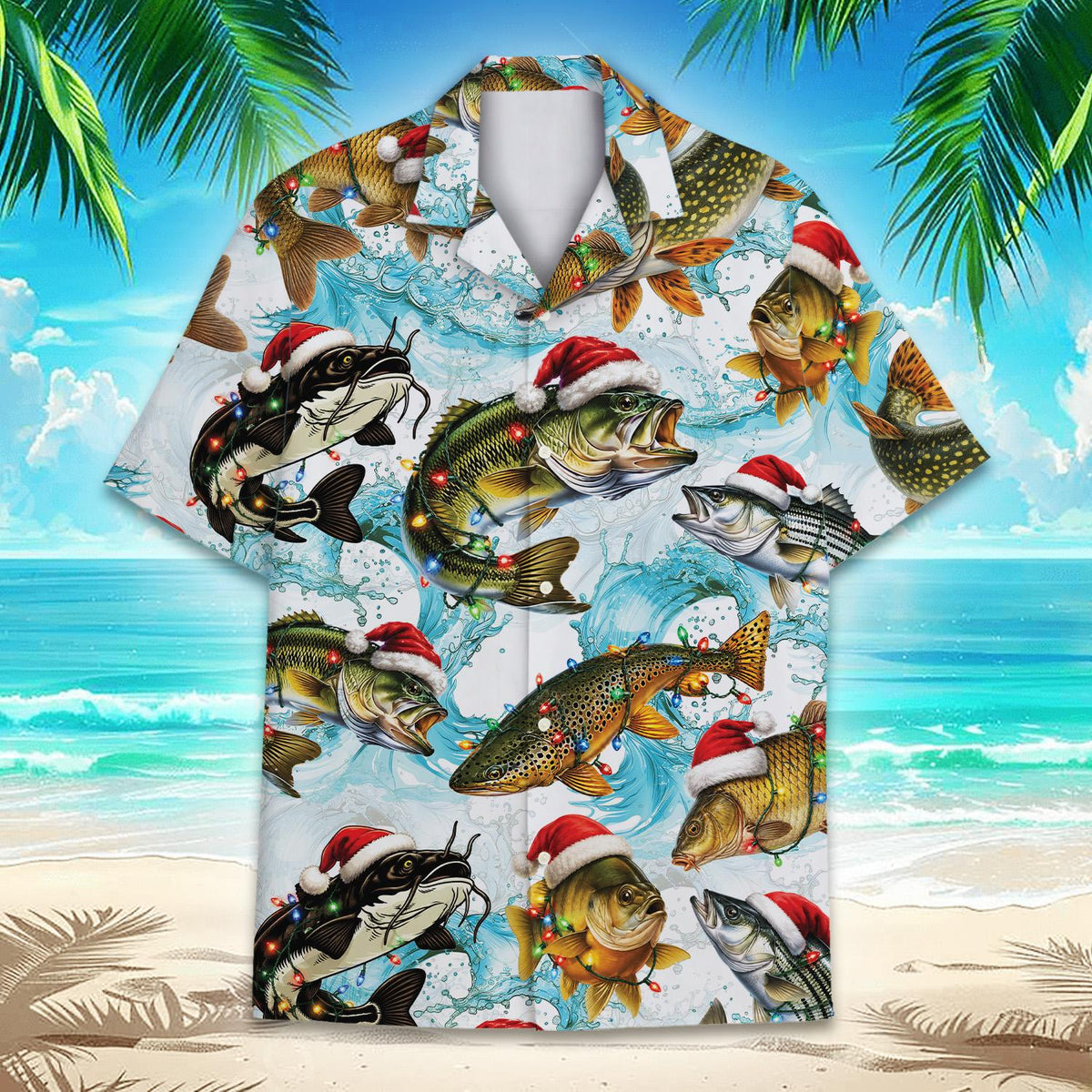 Third lifestyle view showing the vibrant red and green fish design