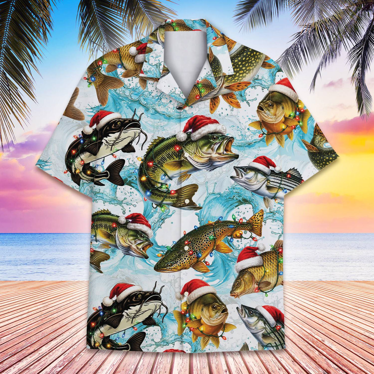 Fourth lifestyle view of the christmas fishing family outfit