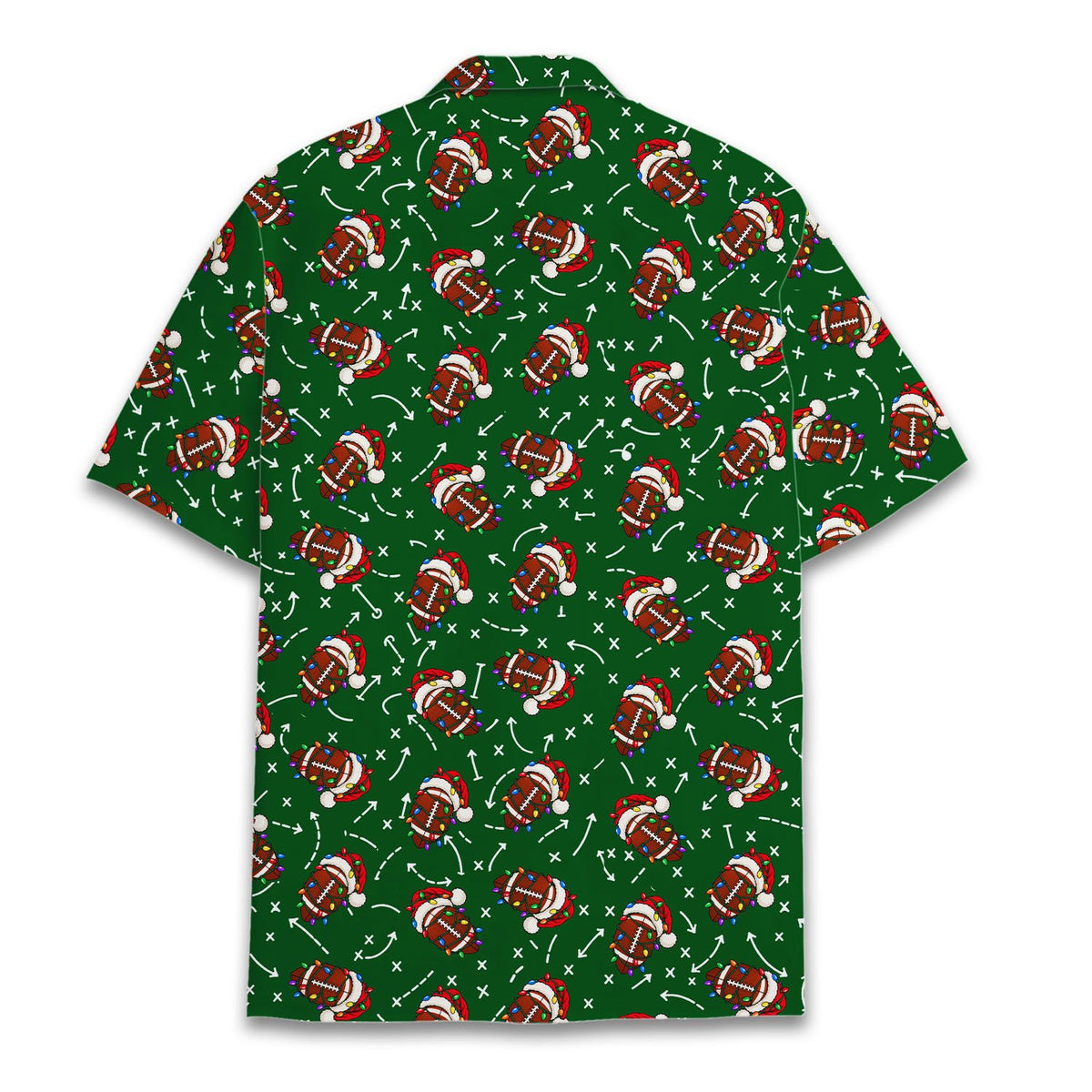 Front view of the matching family christmas football hawaiian shirt