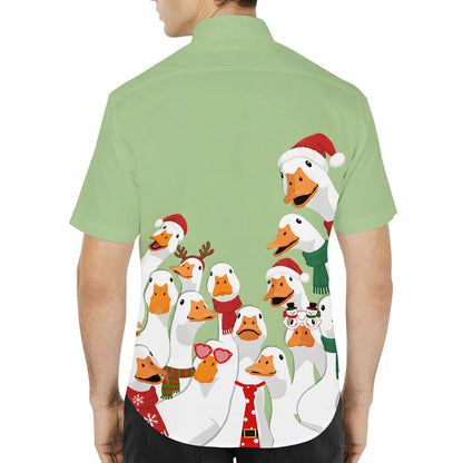 Back view of the matching family Christmas goose Hawaiian shirt