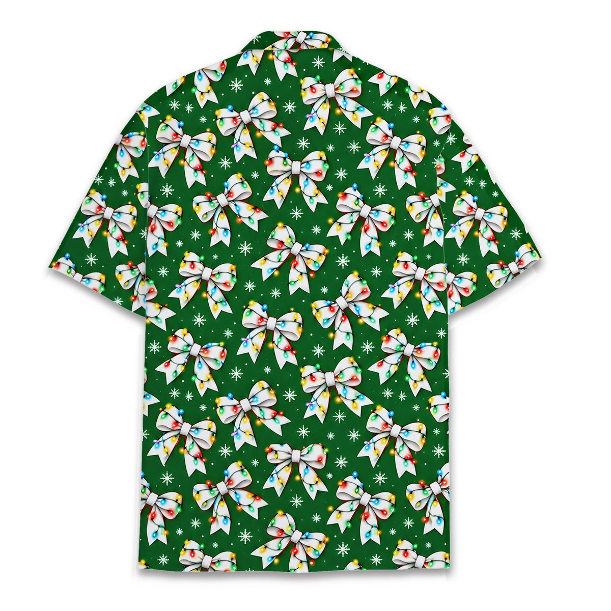 Green back view of the holiday hawaiian shirt