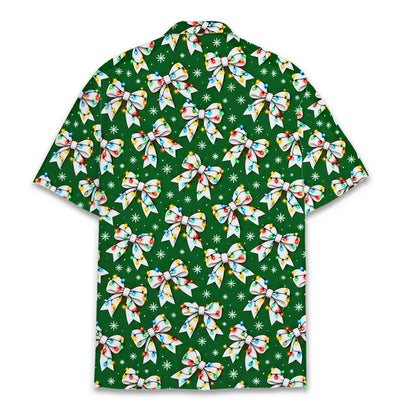 Green back view of the holiday hawaiian shirt