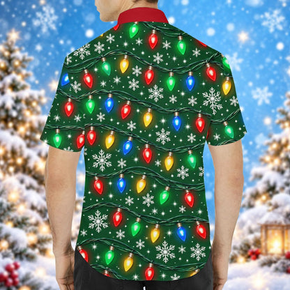 Green christmas hawaiian shirt, back view