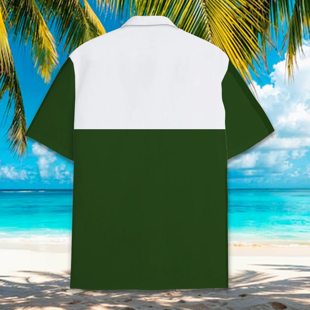 Detailed back view of the holiday hawaiian shirt