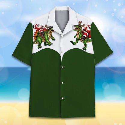 Close up front view of the matching family hawaiian shirt design