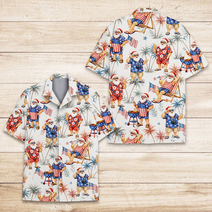 Additional front view of the holiday Hawaiian shirt