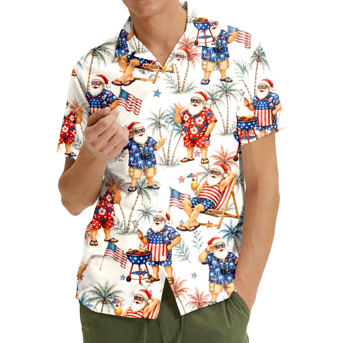 Third lifestyle view showing the holiday vacation shirt