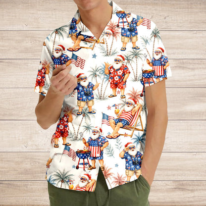 Fourth lifestyle view of the matching family Hawaiian shirt