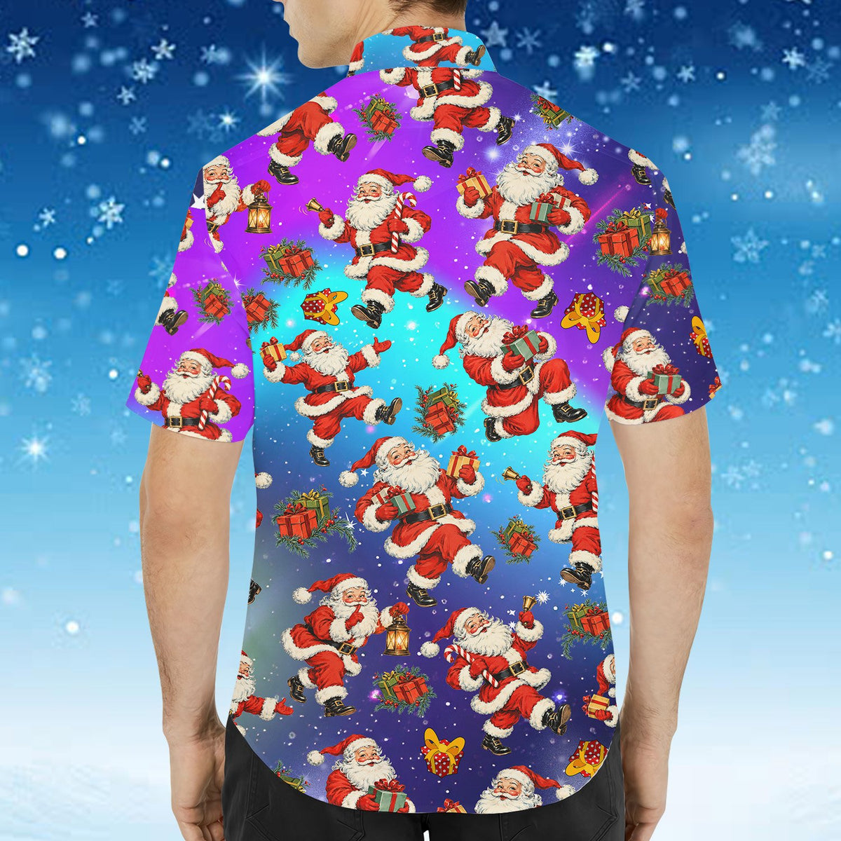 Second back view of matching family hawaiian shirts