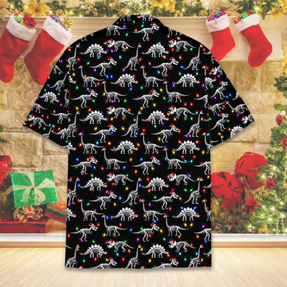 Additional back view showing the vibrant red and white holiday dinosaur print