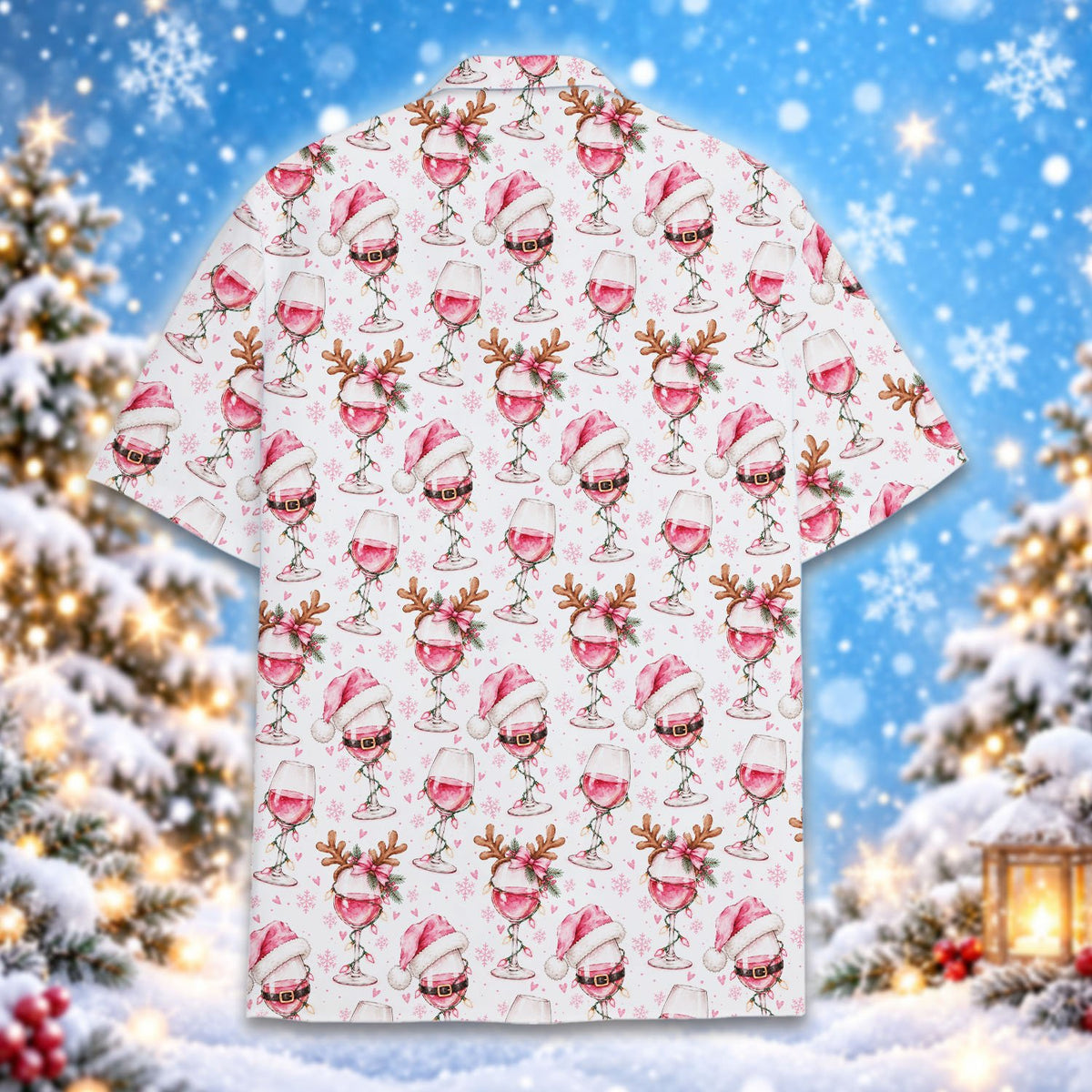 Another back view showcasing the Christmas Hawaiian shirt design