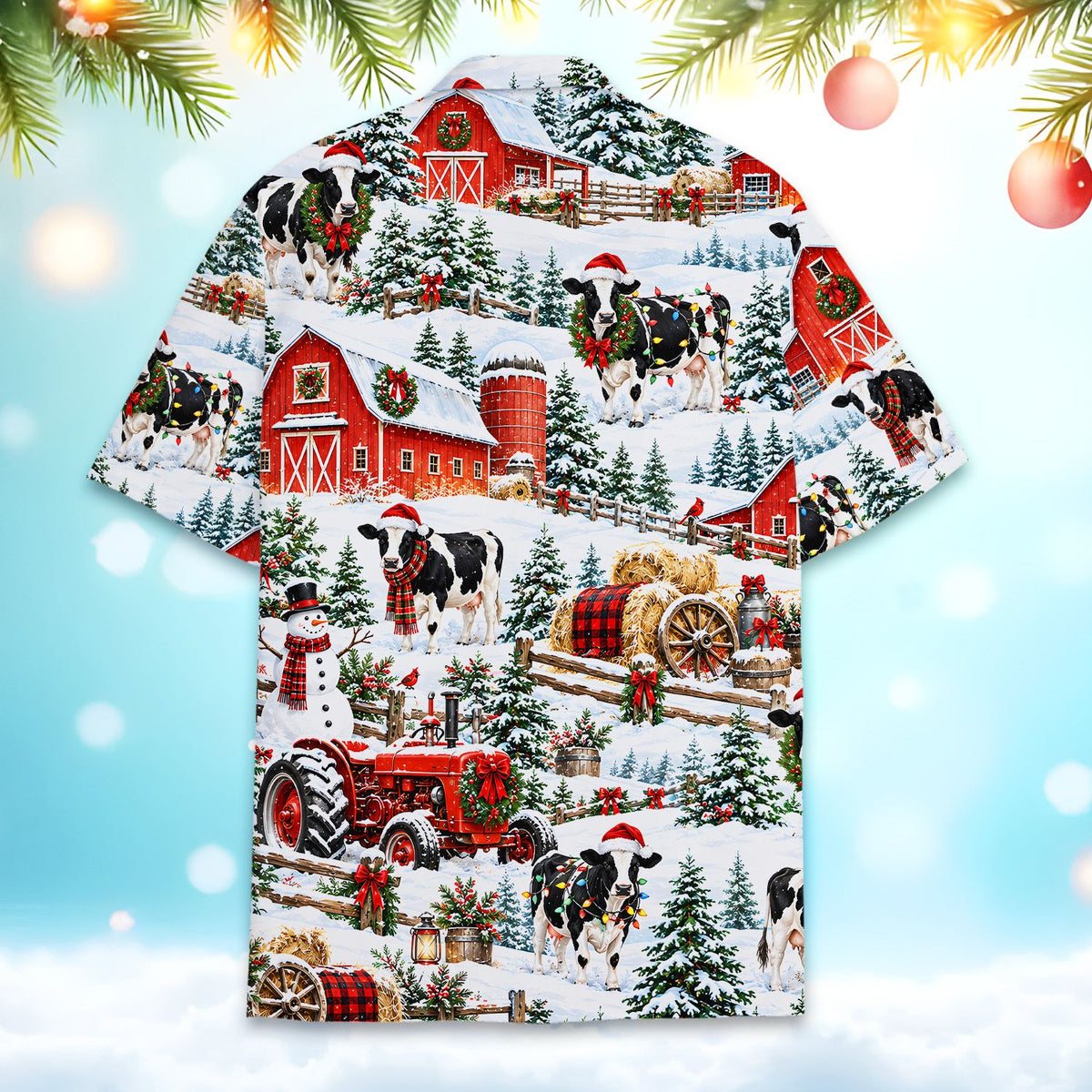 Alternate back view of the holiday hawaiian shirt pattern