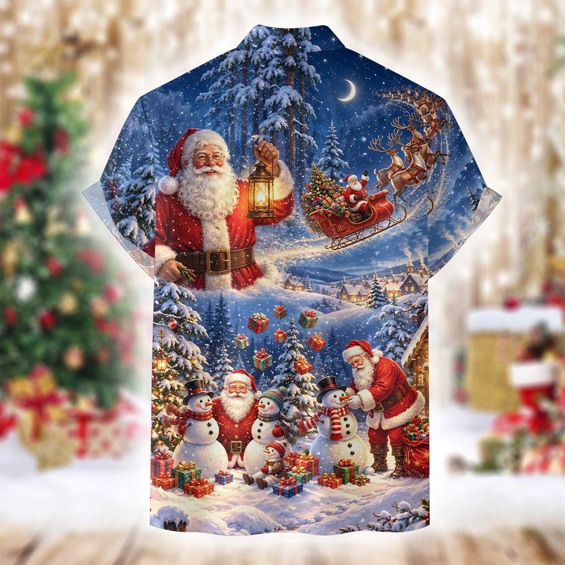Detailed back view of the matching family hawaiian shirt