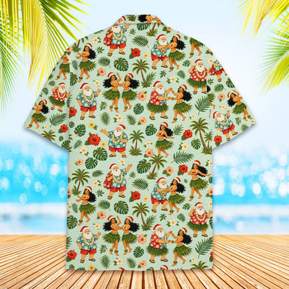 Detailed back view showcasing the palm tree and hibiscus print