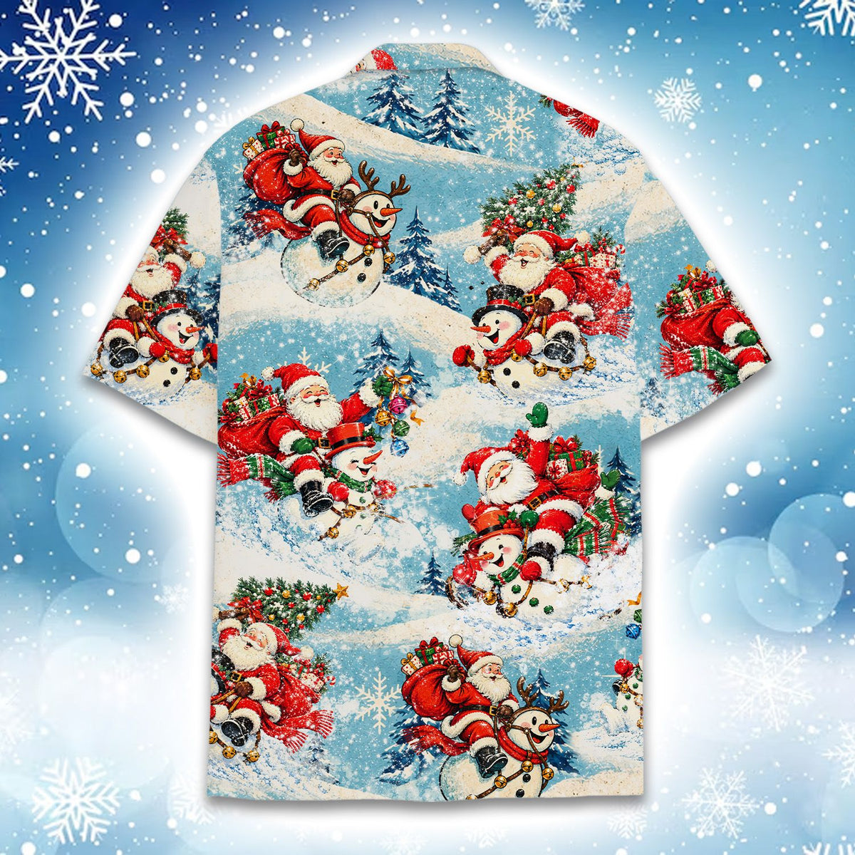 Final back view of the holiday hawaiian shirt