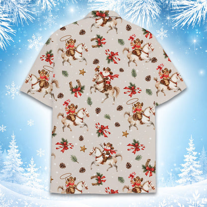 Third back view of the multicolor matching family christmas hawaiian shirt