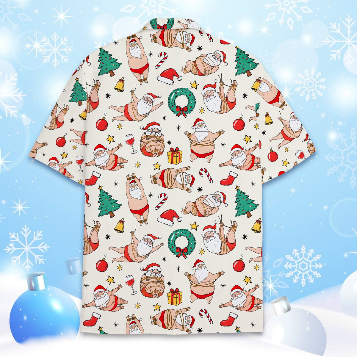 Naughty Santa christmas hawaiian shirt, alternate back view 4