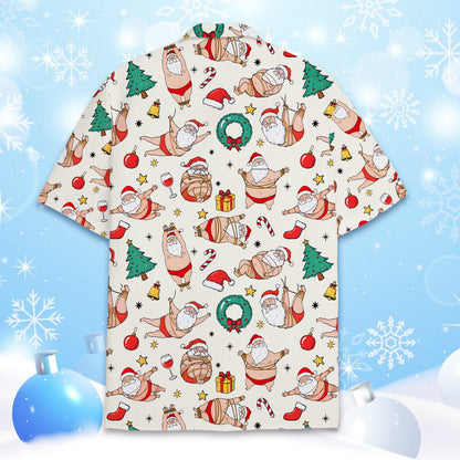 Naughty Santa christmas hawaiian shirt, alternate back view 4
