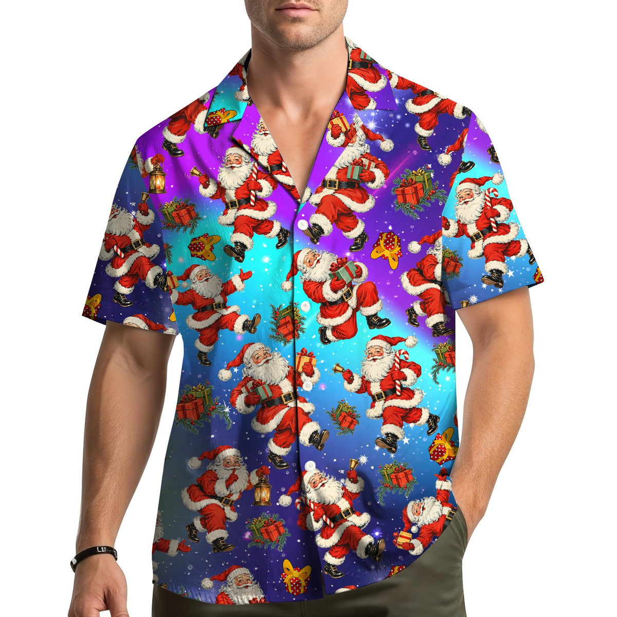 Final back view of the holiday hawaiian shirt