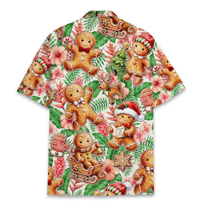 Back view of the personalized christmas hawaiian shirt