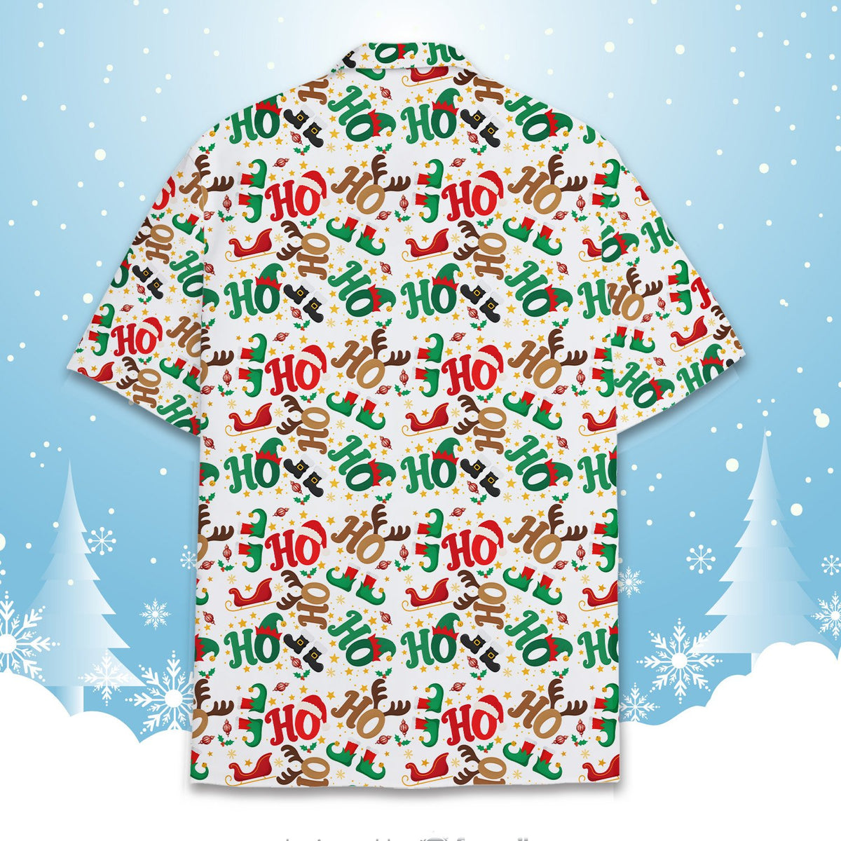 Back view of the matching family hawaiian shirt