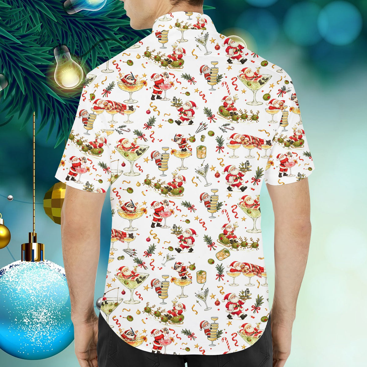 Back view of the Christmas hawaiian shirt