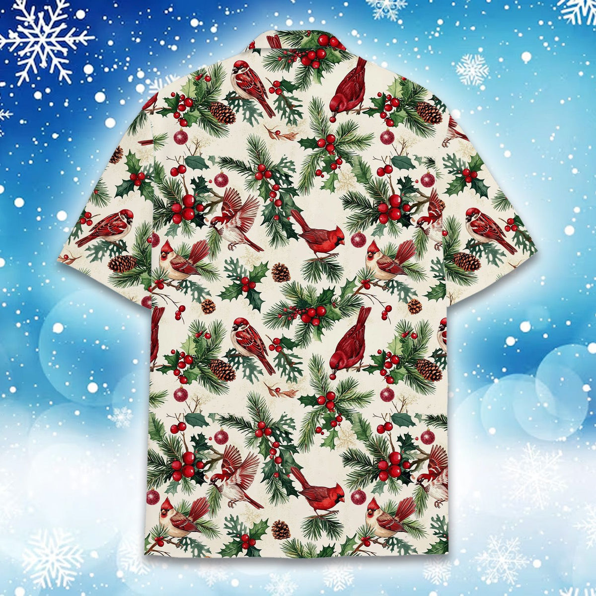 Back view of the matching family christmas shirt hawaiian