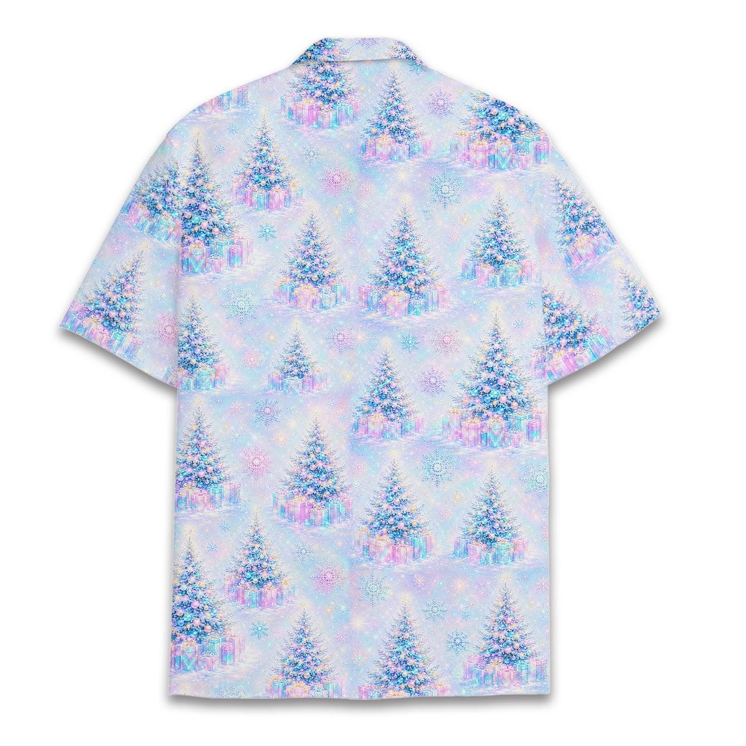 Back view of the pastel christmas hawaiian shirt