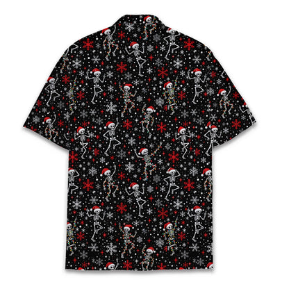 Back view of the christmas hawaiian shirt with skeleton pattern
