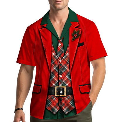 Back view of the red hawaiian christmas shirt