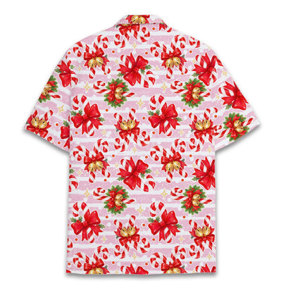 Back view of the pink christmas hawaiian shirt
