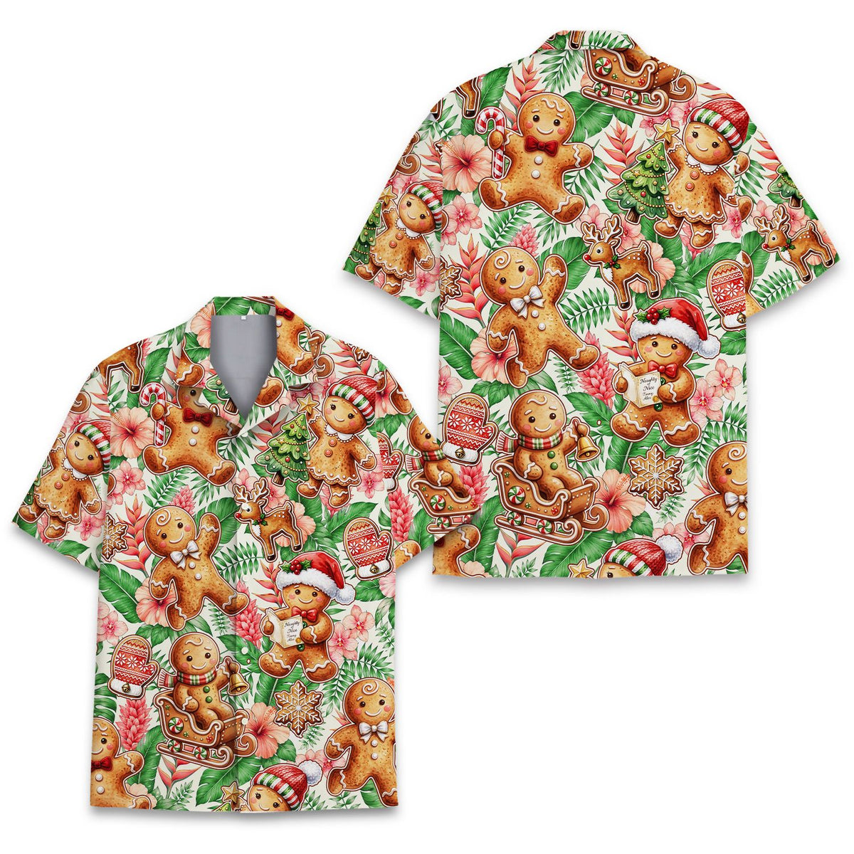Another front view of the festive personalized hawaiian shirt