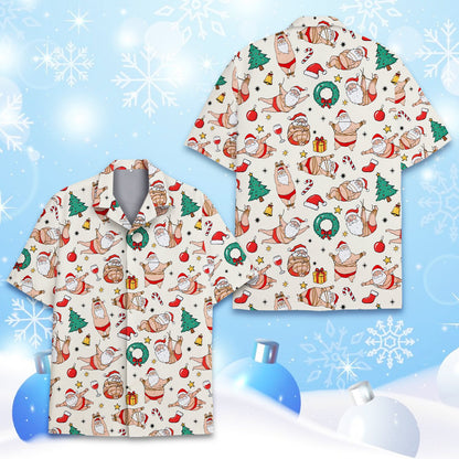 Naughty Santa christmas hawaiian shirt, alternate front view