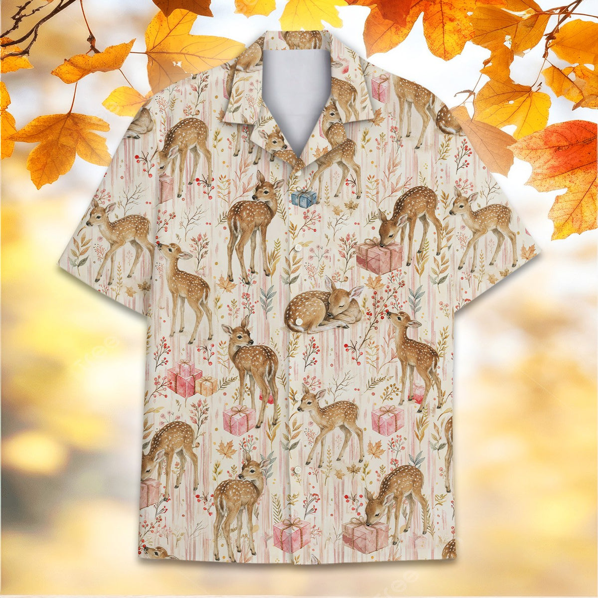 Another front view of the festive holiday hawaiian shirt
