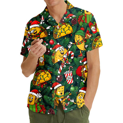 Alternate front view of the matching family christmas hawaiian shirt