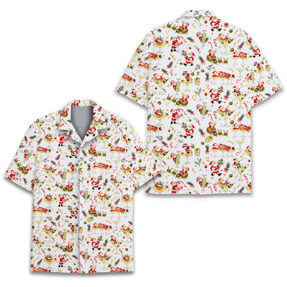 Another front view of the festive holiday hawaiian shirt