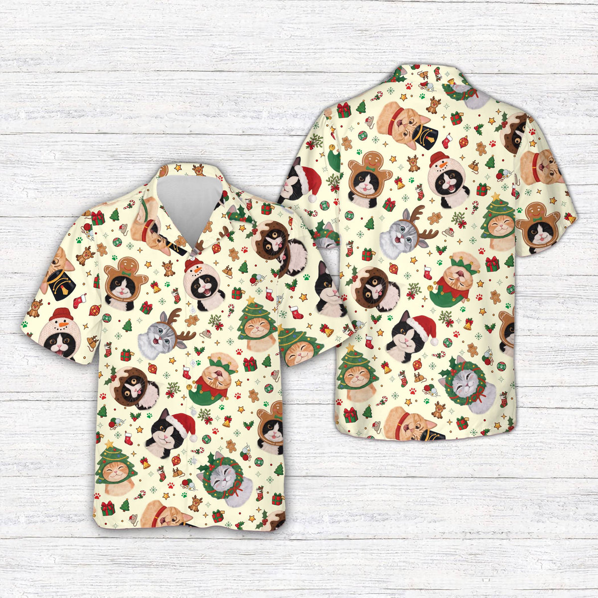 Festive pet christmas hawaiian shirt, multicolor front view