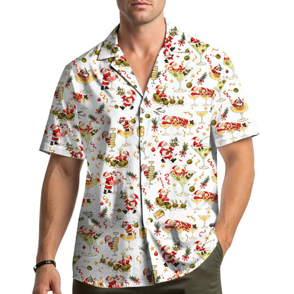 Detailed front view of the Christmas hawaiian shirt