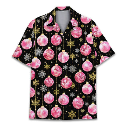 Front view of the holiday hawaiian shirt showing vibrant colors