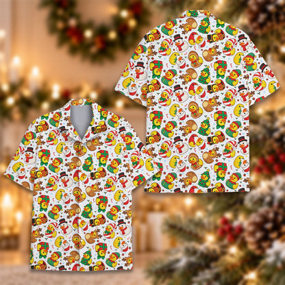 Another front view of the festive hawaiian shirt for family matching